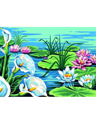 Canevas : 30x40 cm, Arums/nymphéas