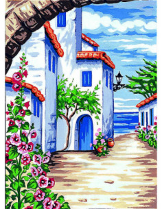 Canevas : 30x40 cm, Au loin, la mer