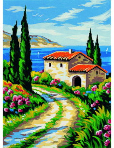 Canevas : 30x40 cm, Soleil mediter.