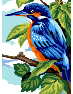 Canevas : 30x40 cm, N22 - martin pêcheur