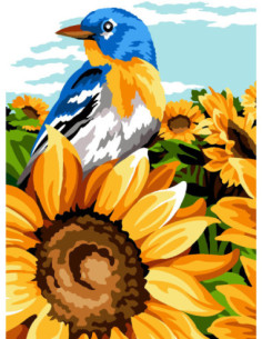 Canevas : 30x40 cm, N22 - plume et soleil