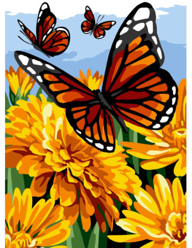 Canevas : 30x40 cm, N24 - champ de papillons
