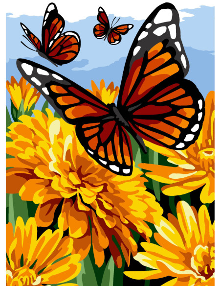 Canevas : 30x40 cm, N24 - champ de papillons