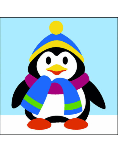 Kit canevas : 20x20 : pingouin hiver