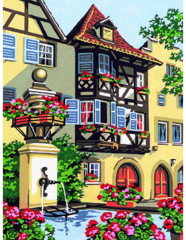 Canevas : 40x50 cm, fontaine