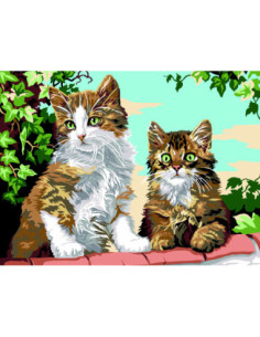 Canevas : 40x50 cm, Les chatons font le mur