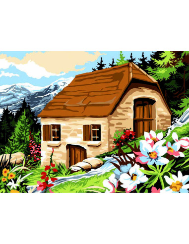 Canevas : 40x50 cm, Vieille cabane