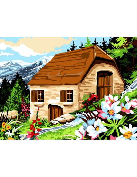 Canevas : 40x50 cm, Vieille cabane