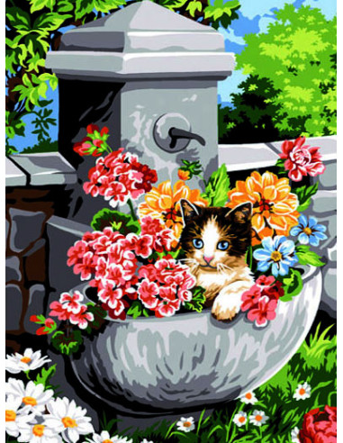 Canevas : 40x50 cm, fontaine surprise