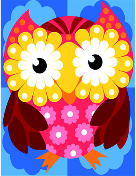 Canevas : 40x50 cm, chouette en fleur