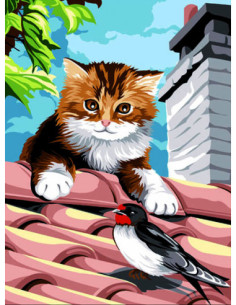 Canevas : 40x50 cm, sur le toit