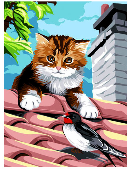 Canevas : 40x50 cm, sur le toit