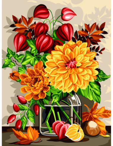 Canevas : 40x50 cm, bouquet d'automne