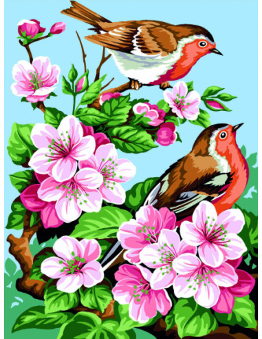 Canevas : 40x50 cm, fleurs de cerisiers