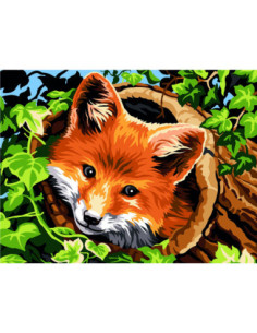 Canevas : 40x50 cm, au creux du tronc