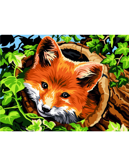 Canevas : 40x50 cm, au creux du tronc