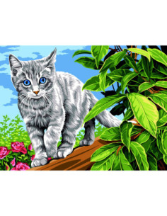 Canevas : 40x50 cm, N17-sur la palissade canevas