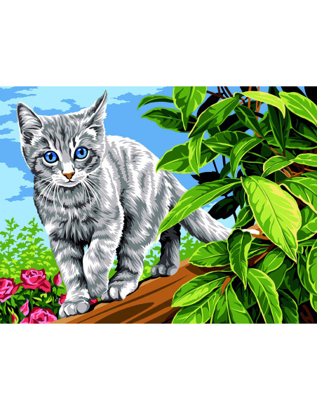 Canevas : 40x50 cm, N17-sur la palissade canevas