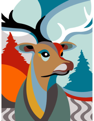 Canevas : 40x50 cm, N22 - cerf art