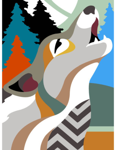 Canevas : 40x50 cm, N23 - loup art