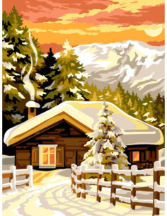 Canevas : 40x50 cm, N23 - la lueur du chalet