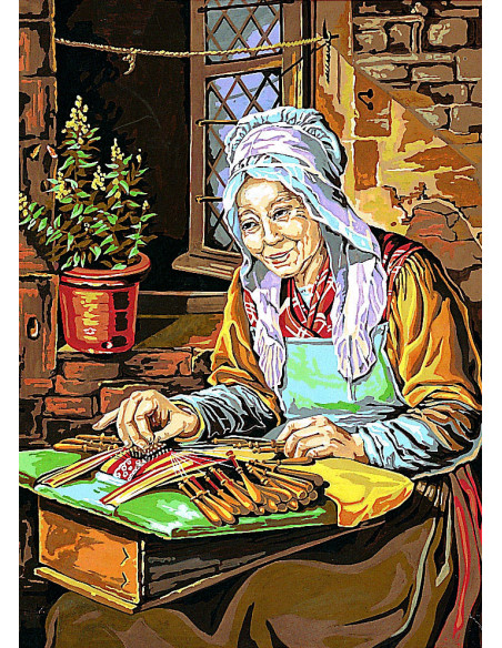 Canevas : 45x60 cm, la dentelière