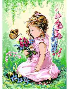 Canevas : 45x60 cm, Elise & le papillon