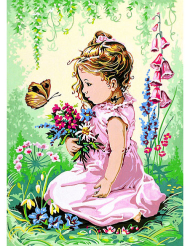 Canevas : 45x60 cm, Elise & le papillon