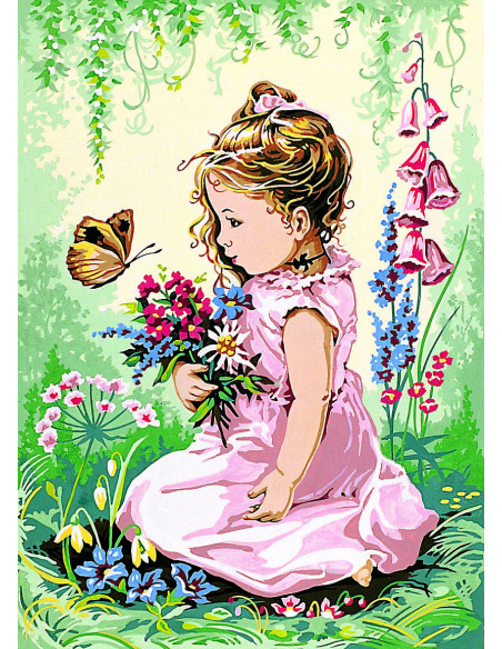 Canevas : 45x60 cm, Elise & le papillon