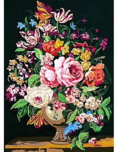 Canevas : 45x60 cm, le vase de fleurs