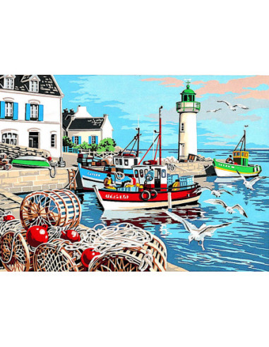 Canevas : 45x60 cm, le port de pèche