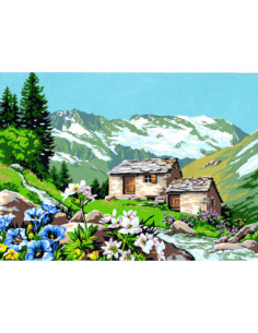 Canevas : 45x60 cm, L'alpage fleuri