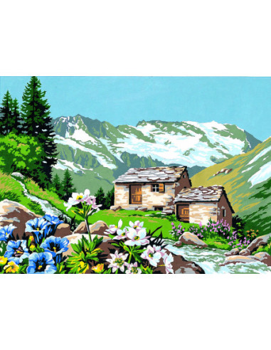 Canevas : 45x60 cm, L'alpage fleuri