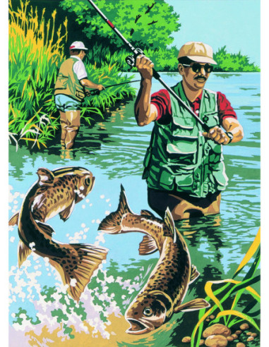 Canevas : 45x60 cm, Carnet de pèche