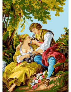 Canevas : 45x60 cm, La cage d'après François boucher