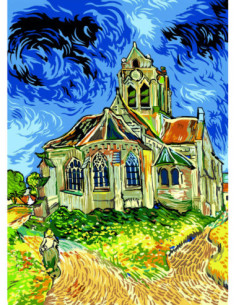 Canevas : 45x60 cm, L'église d'Auvers-sur-Oise