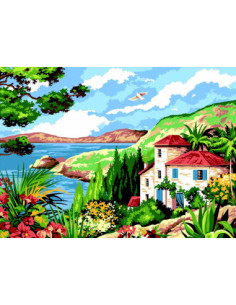 Canevas : 45x60 cm, Villa mimosa
