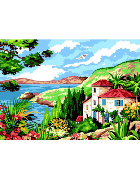 Canevas : 45x60 cm, Villa mimosa