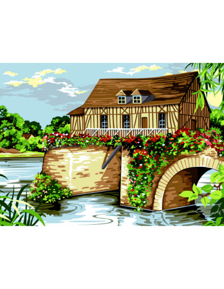 Canevas : 45x60 cm, Le moulin Vernon