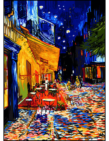 Canevas : 45x60 cm, Terrasse de café - Van Gogh