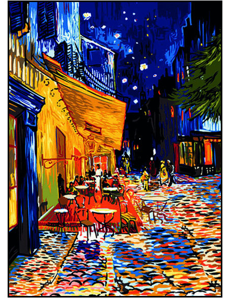 Canevas : 45x60 cm, Terrasse de café - Van Gogh
