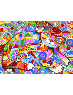 Canevas : 45x60 cm, chat flore