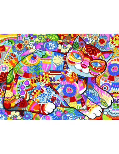 Canevas : 45x60 cm, chat flore