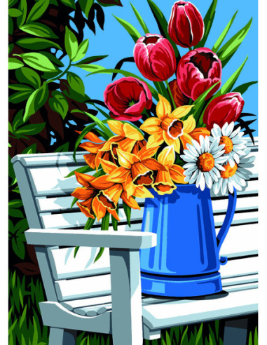 Canevas : 45x60 cm, N17-le broc du banc