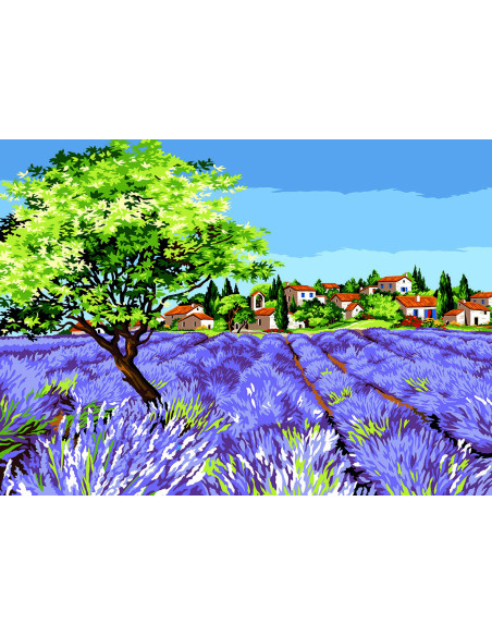 Canevas : 45x60 cm, L'olivier du village