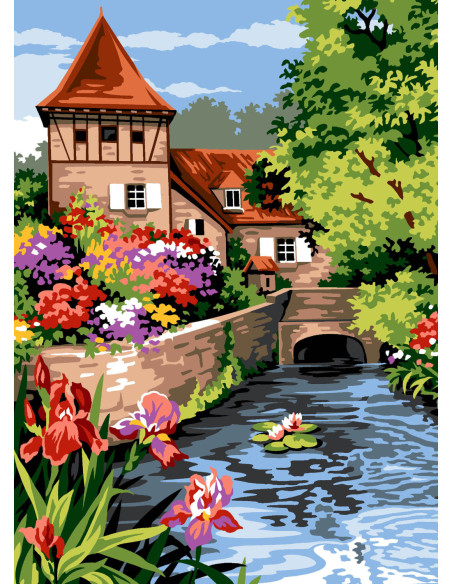 Canevas : 45x60 cm, N18 - petit coin d'eau