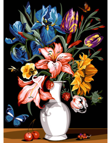 Canevas : 45x60 cm, N18 - fleurs et fruits