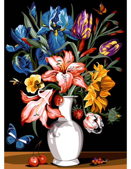 Canevas : 45x60 cm, N18 - fleurs et fruits