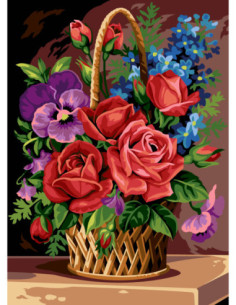 Canevas : 45x60 cm, N19 - panier rose