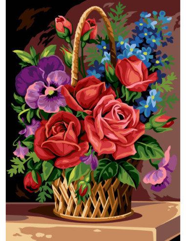 Canevas : 45x60 cm, N19 - panier rose